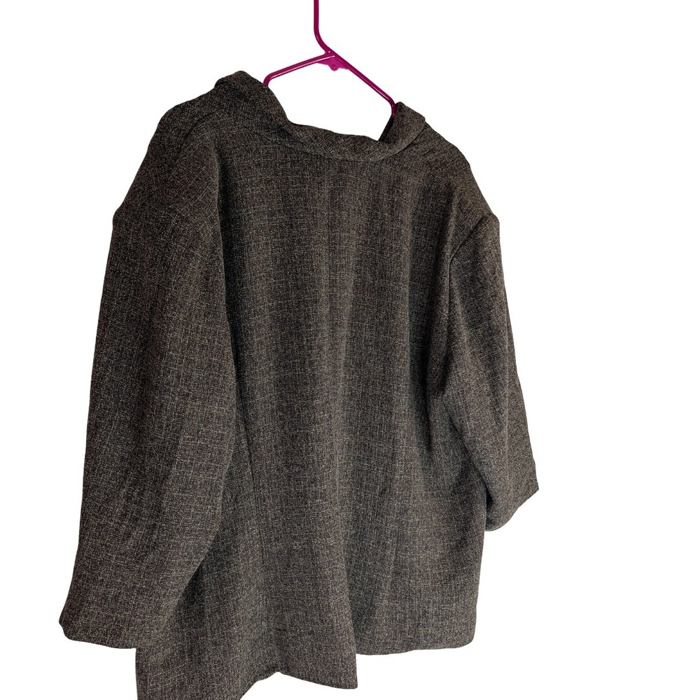 Danny & Nicole Blazer Womens 24W Brown Textured Shawl Collar 3/4 Sleeve - Picture 9 of 14